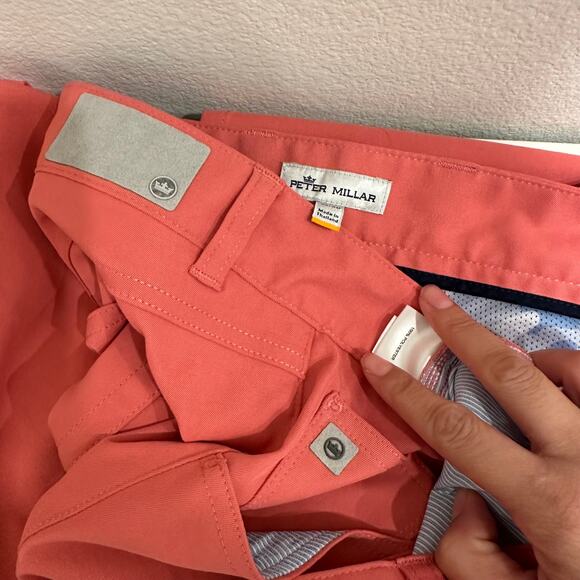 Peter Millar Men's eb66 Performance Golf Pants Size 42/30 Pink Salmon Comfort - Picture 3 of 9